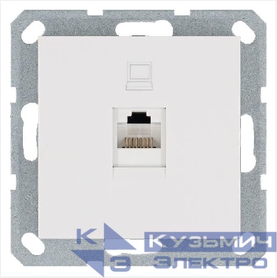 Розетка компьютерная 1-м RJ45 IP20 кат. 5E механизм бел. глянцевый Jasmart G6105W