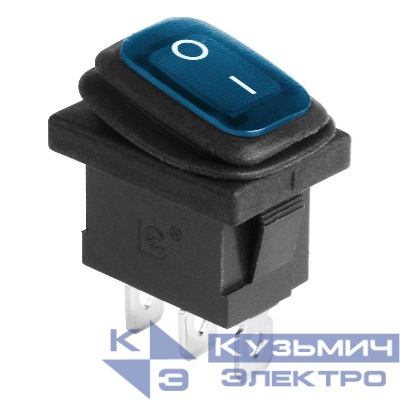 Выключатель клавишный 250В 6А (3с) ON-OFF син. с подсветкой Mini ВЛАГОЗАЩИТА Rexant 36-2176