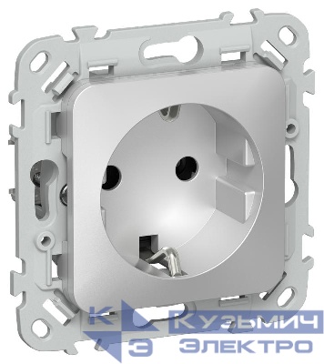 Розетка СП FLITE РС11-1-ФлА 16А с заземл. без защ. шторок безвинтовое крепление механизм алюм. IEK FI-R11-16-1-K47