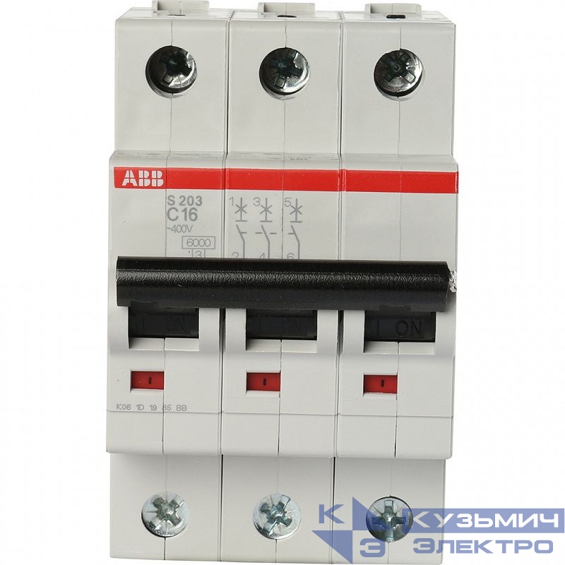 S203P B63  25кА  Автоматический выключатель  3-полюсный 2CDS283001R0635