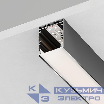 Профиль накладной CAB256 "Линии света" 35х35 L2000 в комплекте 2 заглушки 4 крепежа алюм. черн. FERON 10369