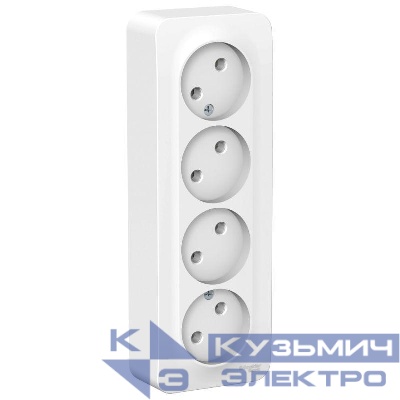Розетка 4-м ОП Blanca 16А IP20 250В без заземл. без защ. шторок с изолир. пластиной бел. SE BLNRA000411