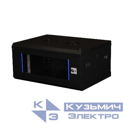 Шкаф телекоммуникационный настен. 19дюйм 4U 280х600х450мм дверь стекло черн. Datarex DR-630001