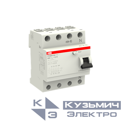 FH204AC-63/0,1 Выключатель дифференциального тока 4-модульный ABB 2CSF204006R2630