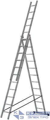 Лестница трехсекционная 3х11 H=316/539/759см 16.61кг усиленная алюм. FIT 65437