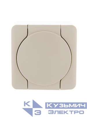 Розетка 1-м ОП Viola с заземл. с крышкой крем. LEZARD 751-0300-123