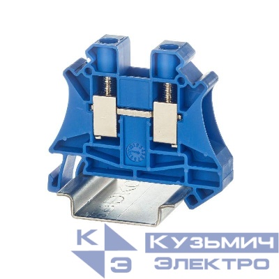 Клемма проходная винтовой зажим 2 точки подключения 10кв.мм син. DKC TUR-10-BU