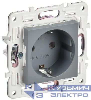 Розетка SKANDY 16А с заземл. без защ. шторок SK-R05Gr сер. IEK SK-R11-16-K03