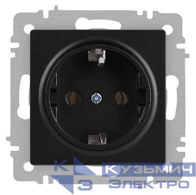 Розетка 1-м СП Accent 6-202-05 16А IP20 250В 2P+E Schuko антрацит Intro Б0063693