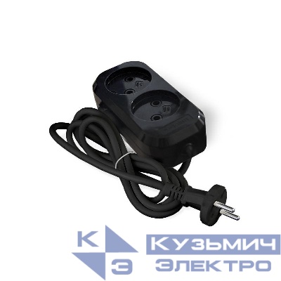 Удлинитель 2х2м без заземл. 10А IP20 Е-202 ПВС 2х0.75 АБС-пластик черн. UNIVersal 2103
