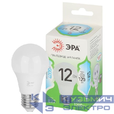 Лампа светодиодная GREEN LINE A60-12W-840-E27 GL 12Вт груша 4000К яркий свет бел. E27 Эра Б0067107