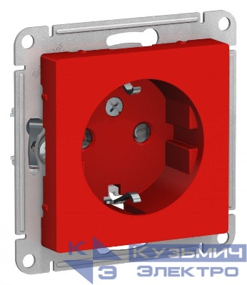 Розетка 1-м СП AtlasDesign 16А IP20 с заземл. защ. шторки механизм красн. SE ATN002045