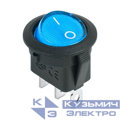 Выключатель клавишный круглый 12В 20А (3с) ON-OFF син. с подсветкой (RWB-214) Rexant 36-2586