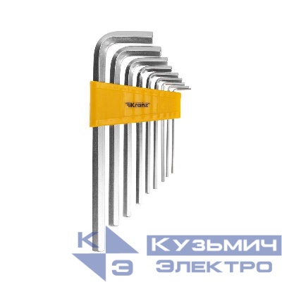 Набор ключей имбусовых HEX 2.0-12мм CrV 9шт удлиненные Kranz KR-12-5213