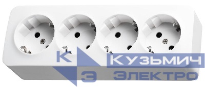 Розетка 4-м ОП 16А IP20 с заземл. защ. шторки бел. Jasmart FS5508W