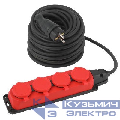 Удлинитель 4х30м с заземл. IP44 КГ 3х1.5 каучук UK-4e-3x1.5-30m-IP44(KG) Эра Б0057588