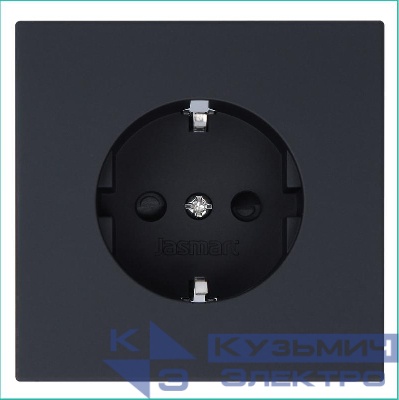 Розетка 1-м СП FD Shuko 16А IP20 с заземл. защ. шторки механизм черн. матов. soft touch Jasmart FD5501PBM