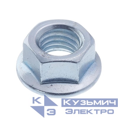 Гайка шестигранная с фланцем и зубьями DIN 6923 М8 класс прочн. 6 цинк (уп.100шт) пакет СТРОЙМЕТИЗ UTORM3110028