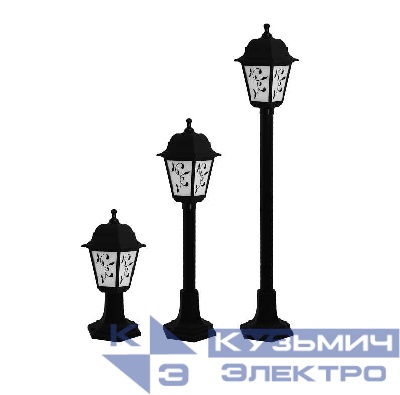 Светильник светодиодный Lousanne 60Вт E27 IP44 с опорой 3 в 1 390-650-960мм пластик. черн. матов. стекло с рисунком Duwi 24146 1