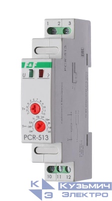 Реле времени PCR-513 8А 230В 1 перекл. IP20 задержка включ. монтаж на DIN-рейке F&F EA02.001.003