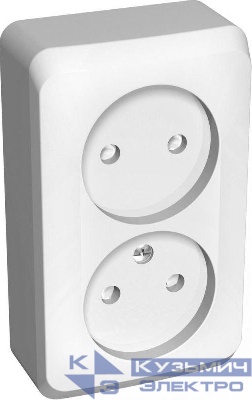 Розетка 2-м ОП Этюд 16А IP20 250В защ. шторки без заземл. бел. SE PA16-006B