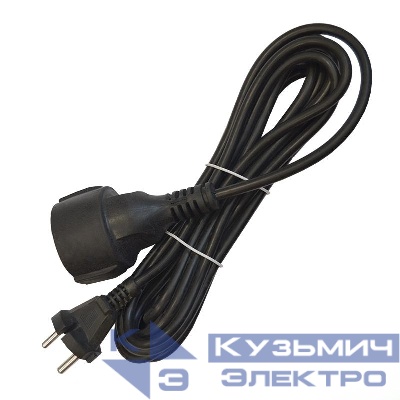 Удлинитель-шнур 1х5м без заземл. 10А IP20 ПВС 2х1 черн. DOMTOK 2340