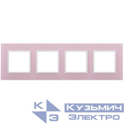 Рамка 4-м 14-5104-30 стекло Elegance роз.+бел. ЭРА Б0034538