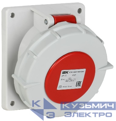 Розетка встраиваемая угловая ССИ-4242 32А 4п 3P+PE 6ч 380В IP67 IEK PSR42-032-4-0-67