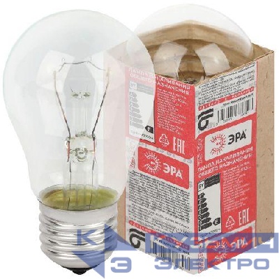 Лампа накаливания A50 75-230-E27 75Вт грушевидная Е27 230В ЭРА Б0039119