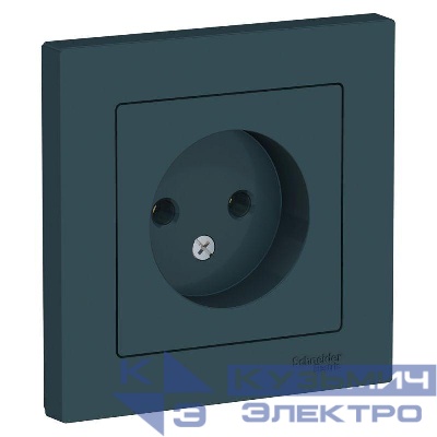 Розетка 1-м СП AtlasDesign 16А IP20 без заземл. в сборе изумруд SE ATN000840