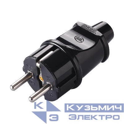 Вилка электрическая с заземл. черн. Makel 10052
