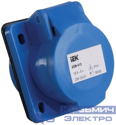 Розетка встраиваемая 16А 2P+E 220В IP44 ССИ-413 IEK PSR41-016-3