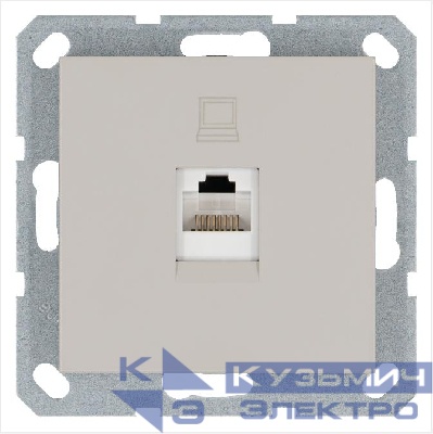 Розетка компьютерная 1-м RJ45 IP20 кат. 5E механизм тауп Jasmart G6105T