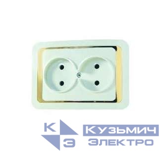 Розетка 2-м СП Mimoza 16А IP20 без заземл. бел./зол. Makel 12217