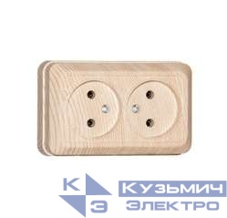 Розетка 2-м ОП Олимп 16А без заземл. сосна UNIVersal 5560858