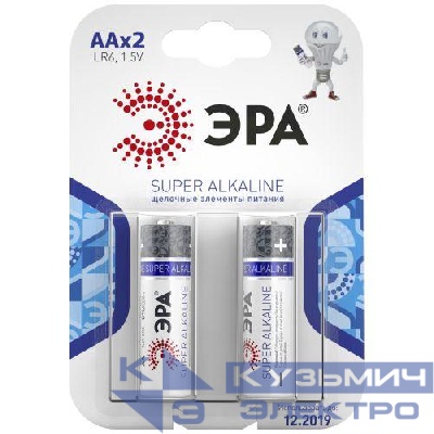Элемент питания алкалиновый AA/LR6 LR6-2BL (блист.2шт) Эра C0038452
