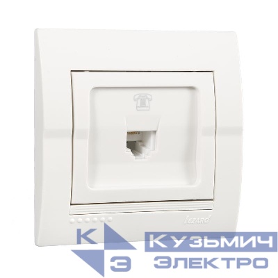 Розетка телефонная 1-м СП Deriy RJ11 16А IP20 евро стандарт бел. LEZARD 702-0202-137