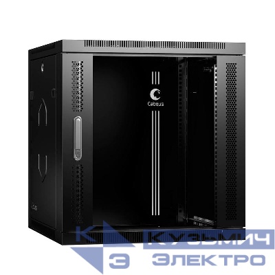 Шкаф телекоммуникационный настенный разобранный SH-05F-12U60/45-R-BK 19дюйм 12U 600х450х635мм дверь стекло черн. (RAL 9004) Cabeus 10769c