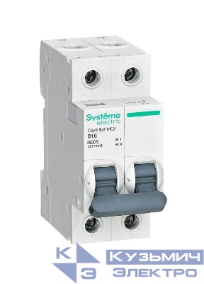 Выключатель автоматический 2п City9 Set (АВ) B 16А 6кА 230В SE C9F16216