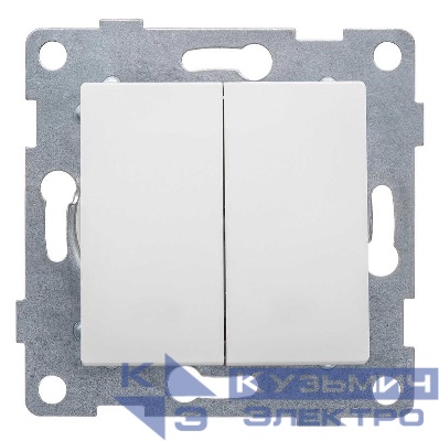 Переключатель проходной 2-кл. СП Ugra 10А 250В для двух цепей механизм бел. матов. GUSI С11В8-041