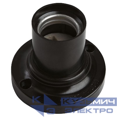 Патрон Е27 потолочный прямой 250В 4А карболит латунь черн. размер 71х55мм FERON 41042