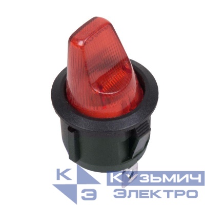Выключатель клавишный круглый 12В 16А (3с) ON-OFF красн. с подсветкой (RWB-224 SС-214) Rexant 36-2590