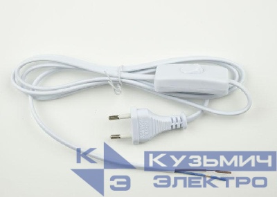 Шнур сетевой UCX-C10/02A-170 WHITE с вилкой и выкл. 2А 500Вт 1.7м бел. Uniel UL-00004428