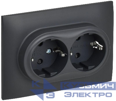 Розетка 2-м SKANDY 16А с заземл. защ. шторки в сборе SK-R07T титан IEK SK-R24-16-K48-F