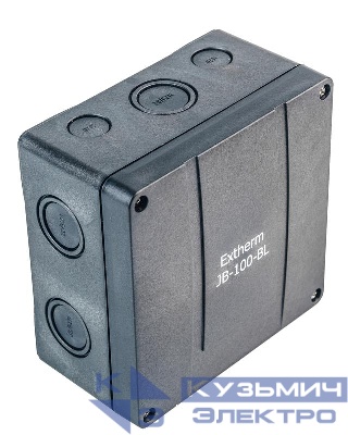 Коробка распределительная 140х140х76мм IP66 в комплекте с клеммным рядом 10х10кв.мм 76А черн. Extherm JB-100-BL