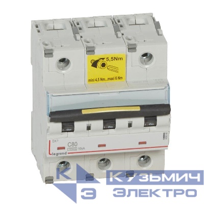 Выключатель автоматический модульный 3п C 80А 16кА DX3 10000 4.5мод. 400В Leg 409280
