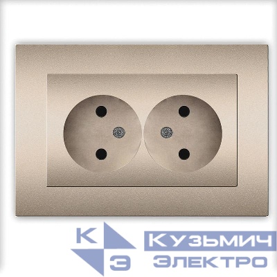 Розетка 2-м СП Афина 16А IP20 без заземл. в сборе шампань Universal A0102-Br