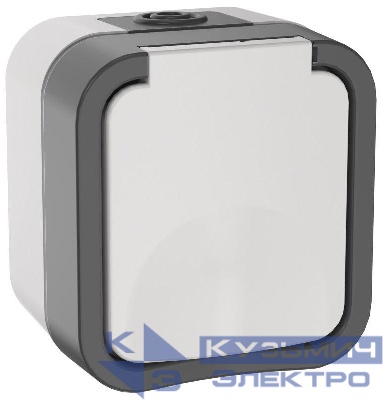 Розетка 1-м ОП TORS 16А IP55 TS220 с заземл. с крышкой бел. IEK TS-R16-16-55-K41