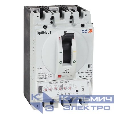 Выключатель автоматический 4п 125А OptiMat T125L ETA КЭАЗ 355885