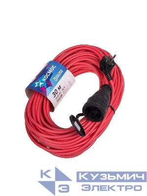 Удлинитель-шнур 1х30м 16А IP44 220В 3.5кВт ПВС 2х1.5 УХ16 Россия КОСМОС YSHKsm30m-1g(16A)S